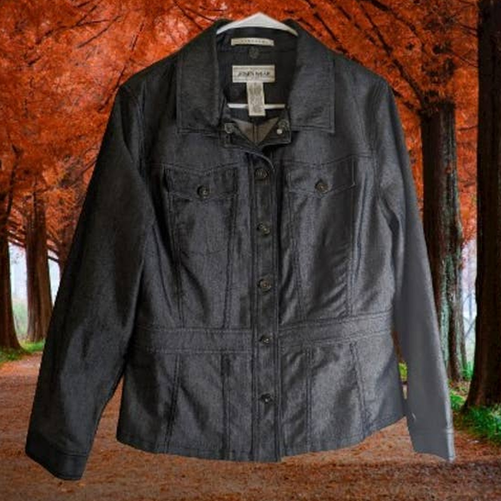 Jones Wear Sport 10 button down jacket, long sleeve cotton blend fall jacket
